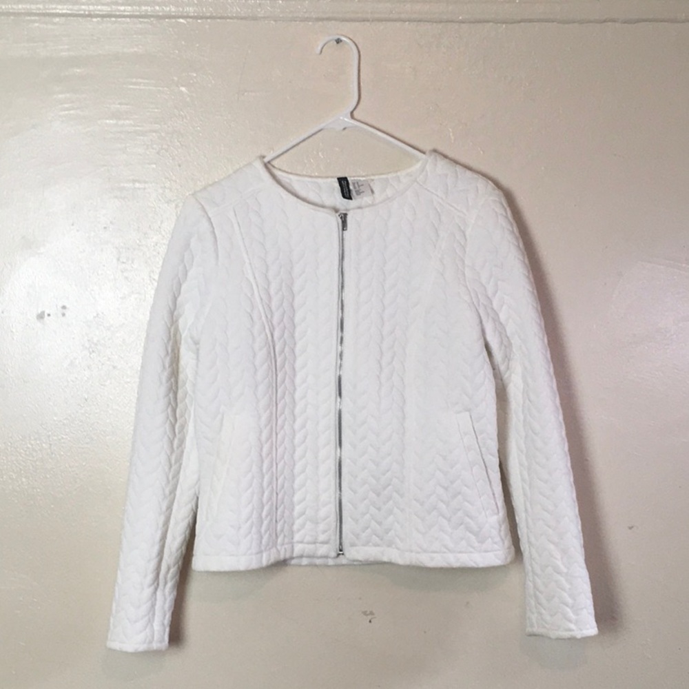 White H&M zip up blazer